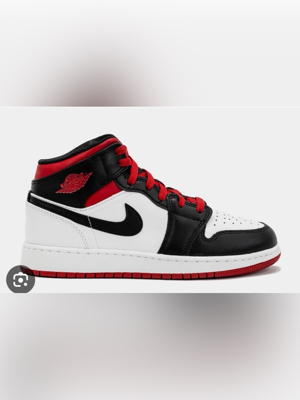 Nike Air Jordan 1 Mid GS Black Toe White Gym Red Black